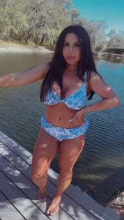 "The Jeaneane"  Bella Neane Custom Floral Blue and White Bikini Bottom