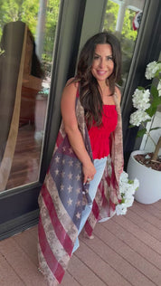 Vintage Americana Flag Vest