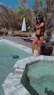 "The One" Bella Neane Custom Black And Gold Ribbed Bikini  Bottom