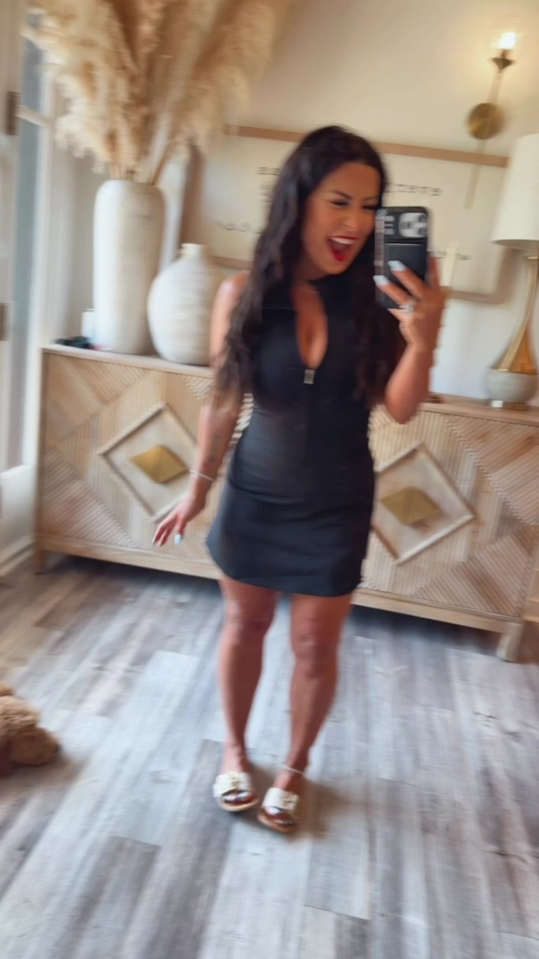 Chic Black Ultra Soft Zip Up Athletic Skort Dress