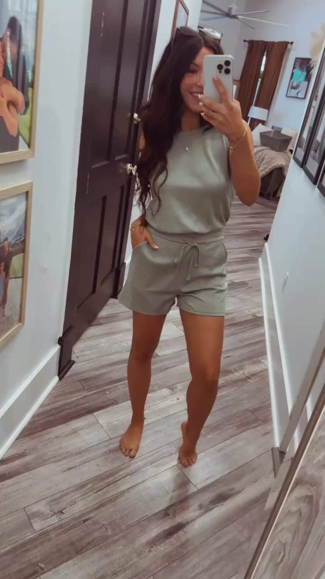 Ultra Sage Green Tank Romper