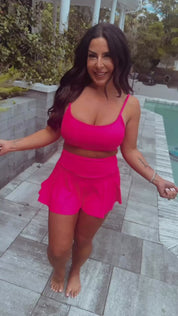 Neon Pink Two Piece Bathing Suit