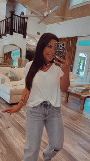 Soft White Vneck Top