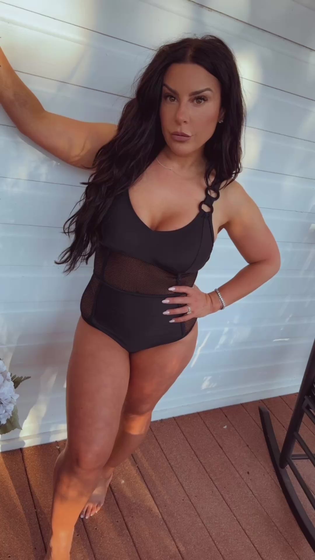 Sassy Black Mesh One Piece Bathing Suit