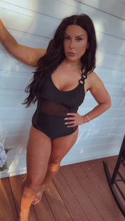 Sassy Black Mesh One Piece Bathing Suit