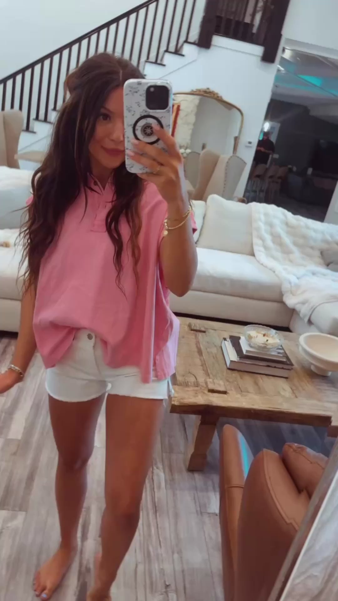 Pink Loose Fit Sleeveless Top