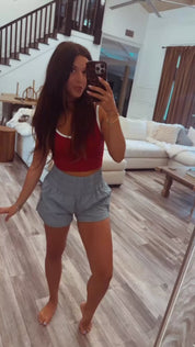 Teal High Waist Stretch Nylon Shorts