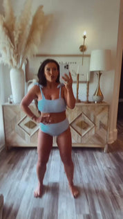 Blue And White Striped High Waist Bikini