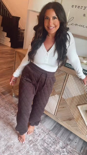 Rae Mode Dark Brown Quilted Lounge Joggers