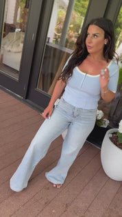 Judy Blue High Rise  Tummy Control Light Wash Retro Wide Leg Jeans