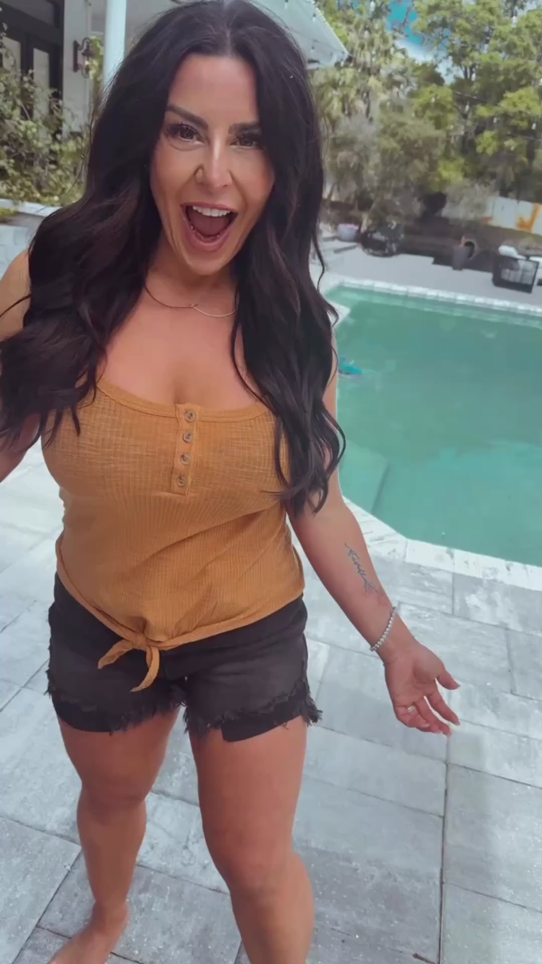 Camel Lightweight Tie Front Tank