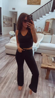 Black Vneck Everyday Cotton Crop Tank