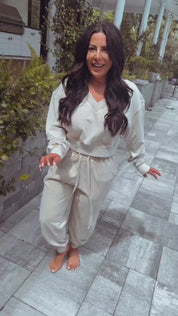 Stich and Co Luxe Beige Joggers