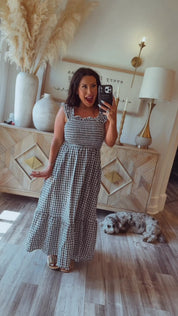 Black and White Gingham Maxi Dress