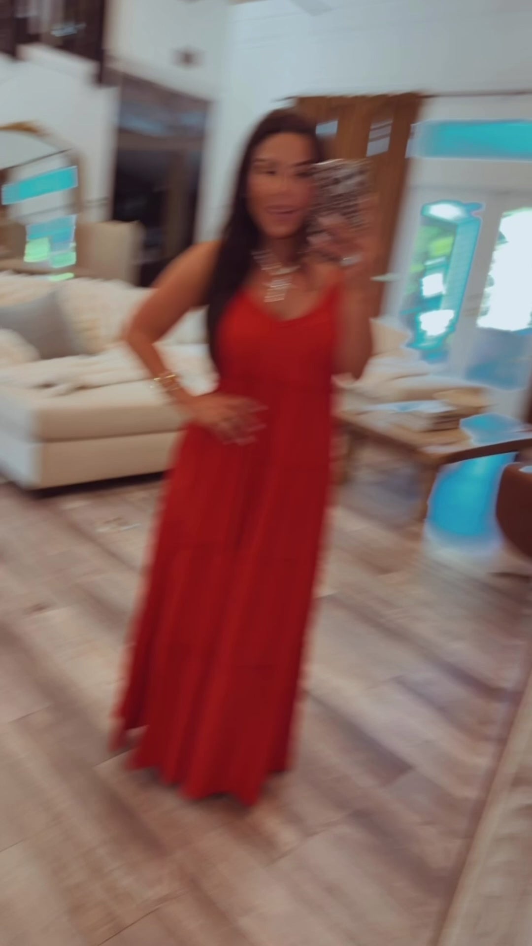 Chic Red Tiered Flowy Tank Dress