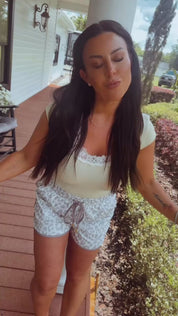Yellow and Elegant Lace Trim  Top