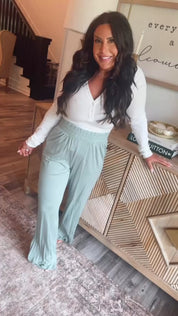 Rae Mode Heaven Soft Moss Green Modal Wide Leg Joggers