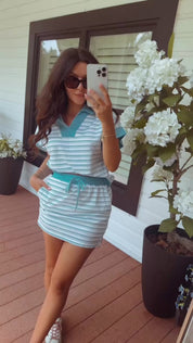 Blue And White Chic Athletic Skort and Top Set