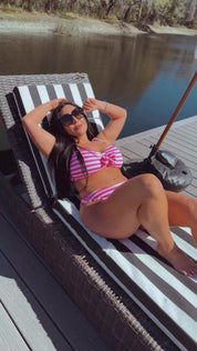 "The Lexie " Bella Neane Custom Pink and White Stripe Bikini Top
