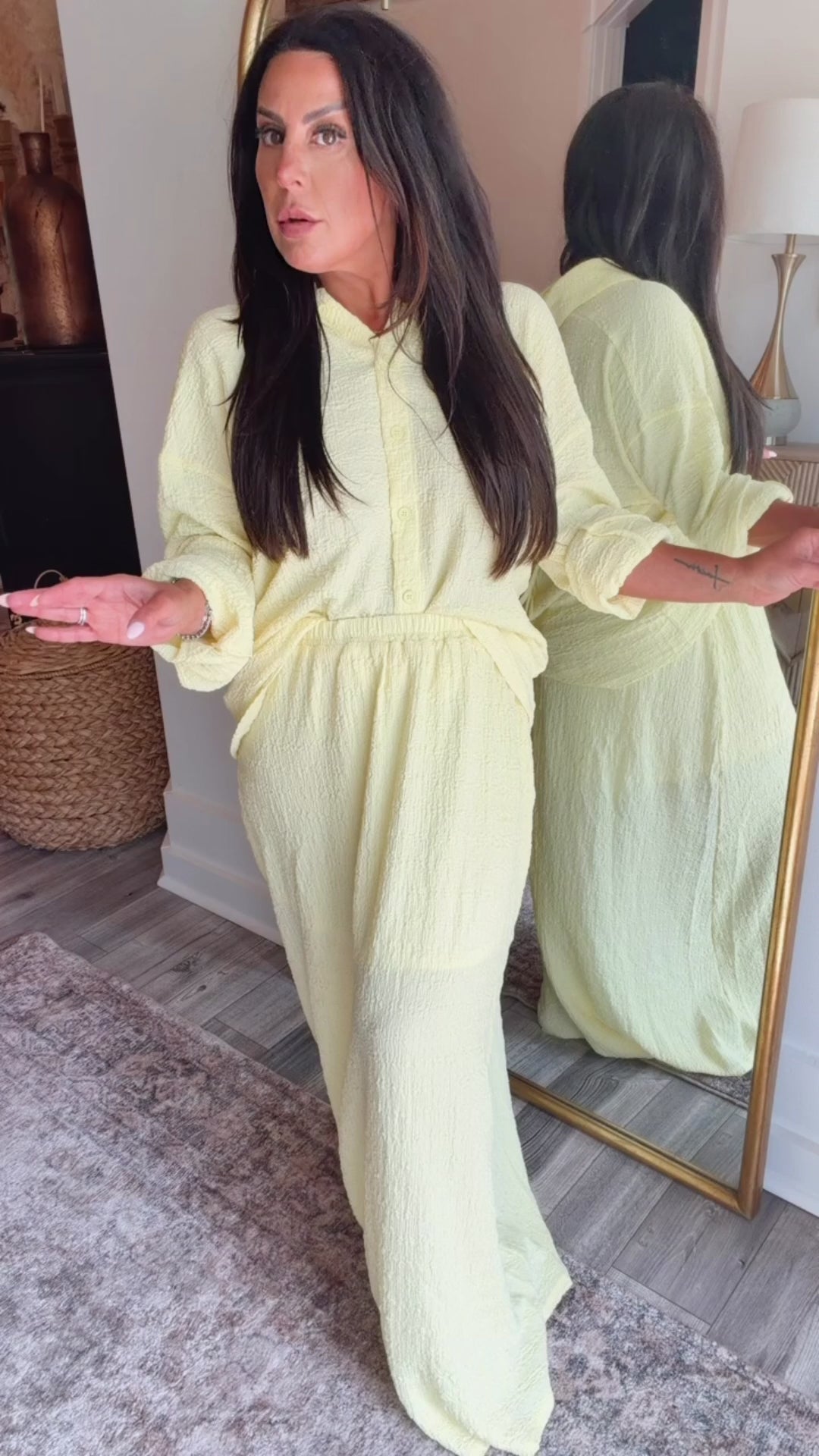 Chic Textured Yellow Long Sleeve Top  Cozy Co