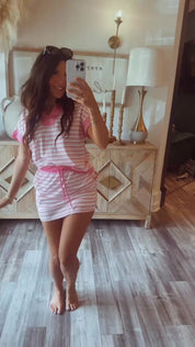 Pink and White Chic Athletic Skort and Top Set