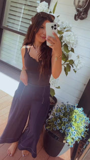 Navy Wide Leg Pants