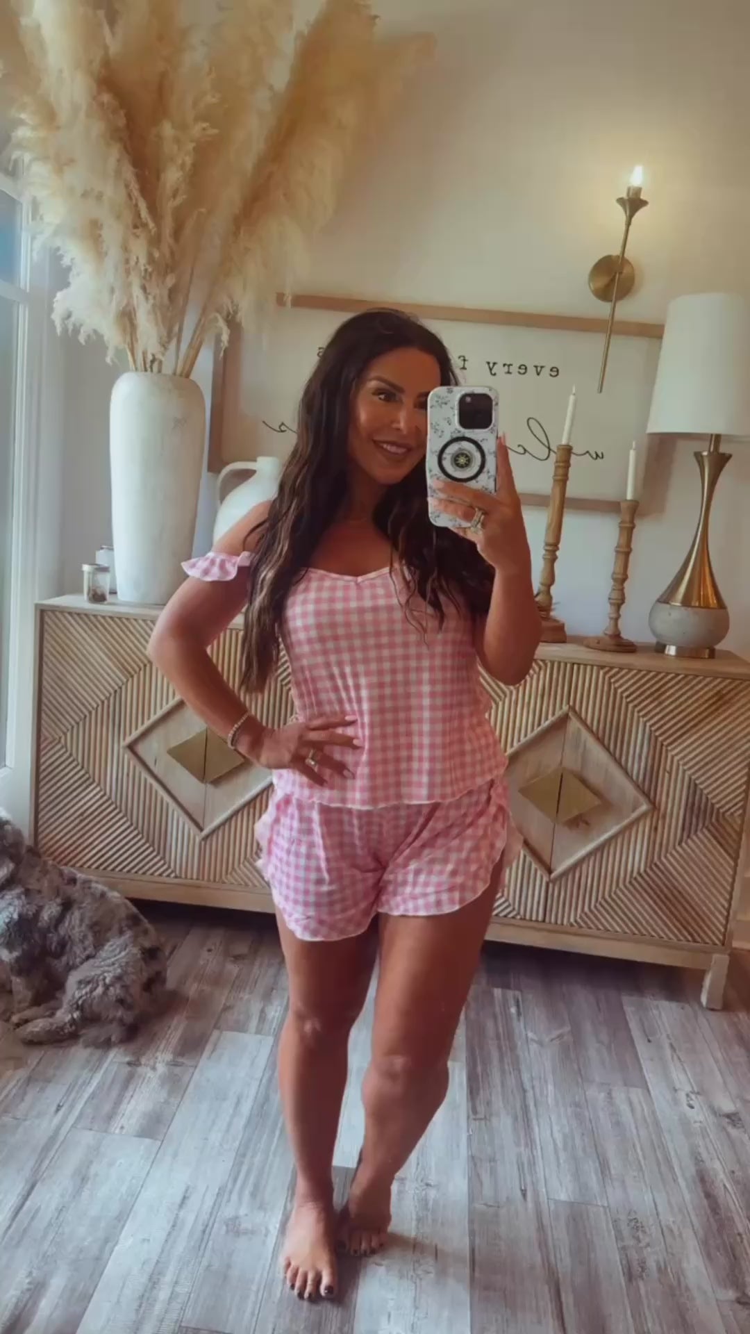 Pink and White Gingham Ultra Soft Lounge Set