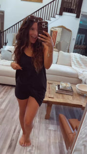 Lightweight Black Tank Romper Dress