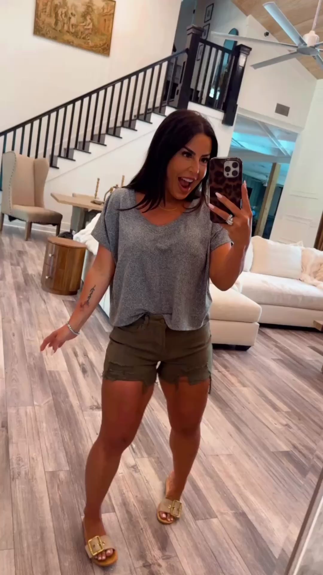 Heaven Soft Heather Grey Cropped Vneck Top