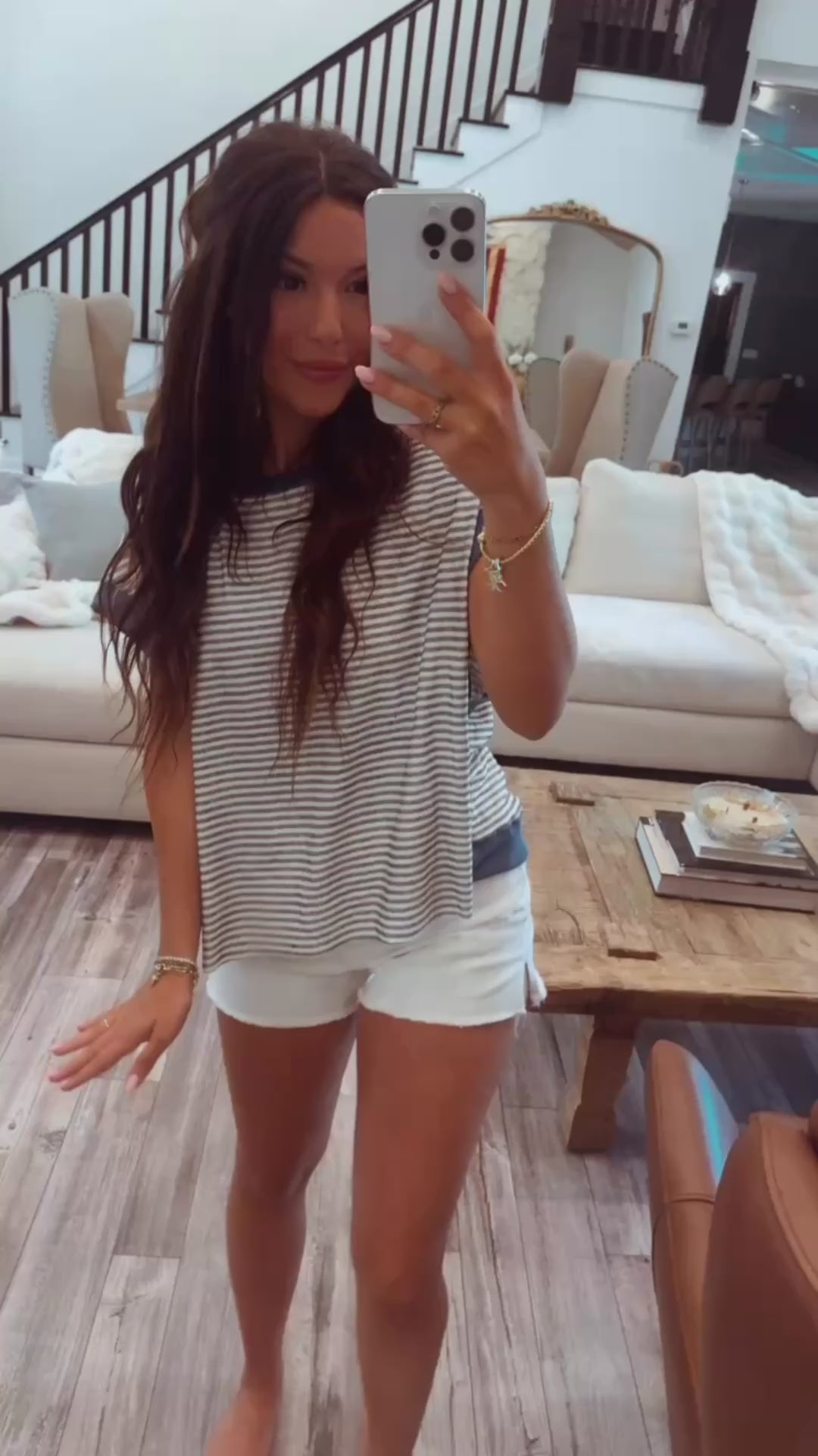 Loose Fit Black and White Striped Top