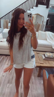Loose Fit Black and White Striped Top