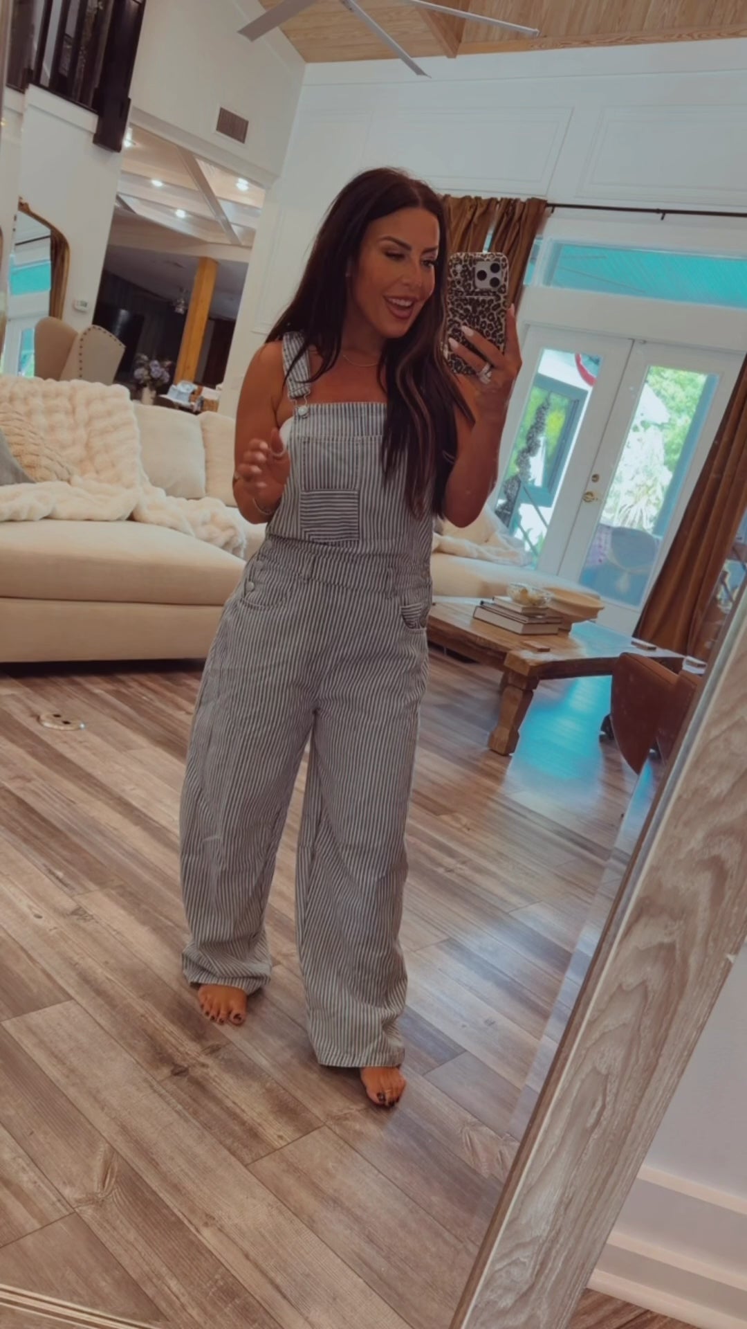 Chic Denim Striped Overalls