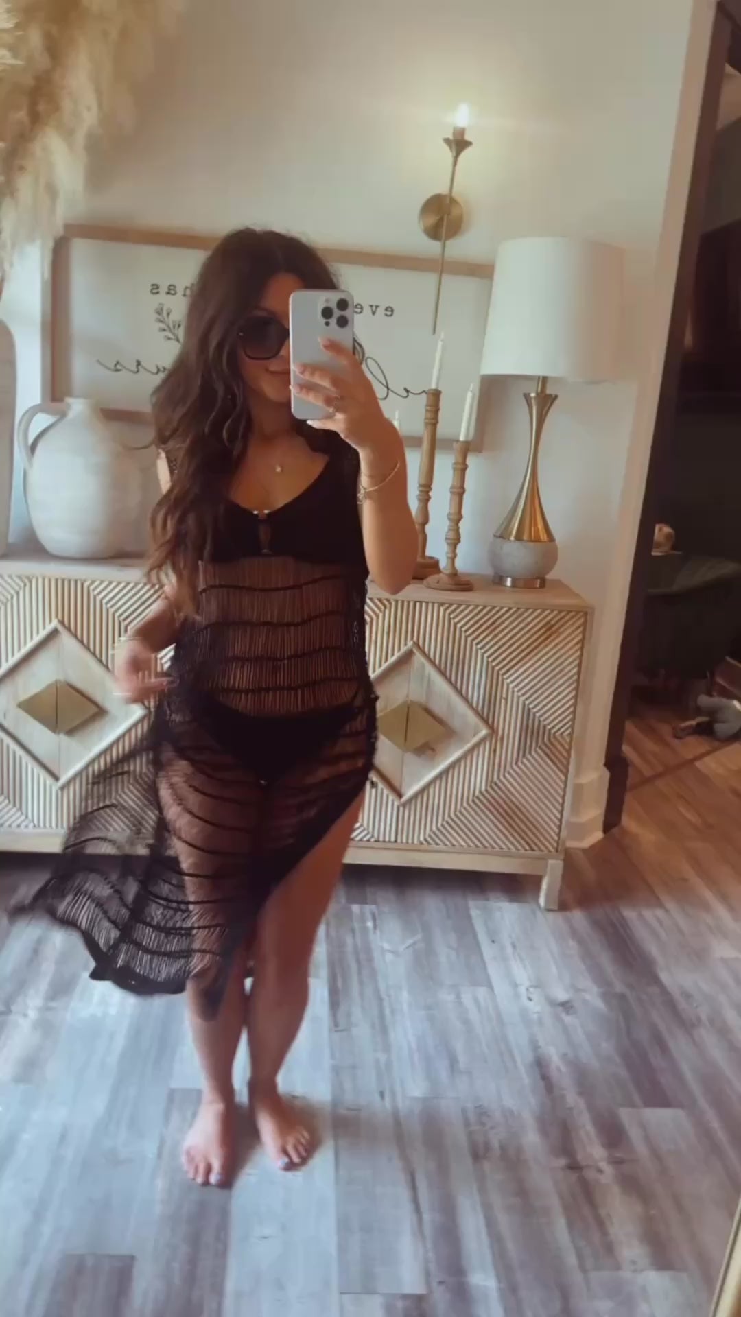 Chic Black Knit Cover Up Dress
