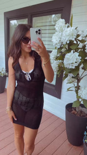 Sassy Black Knit Cover Up Dress