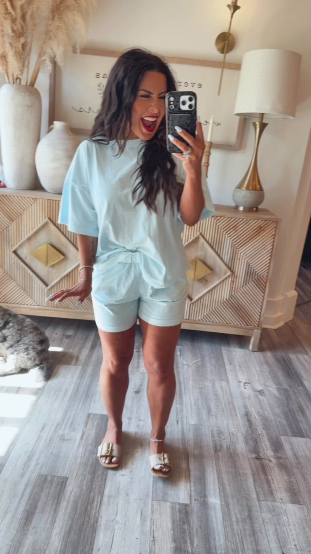 Rae Mode Light blue Relaxed Fit Top and Shorts Set