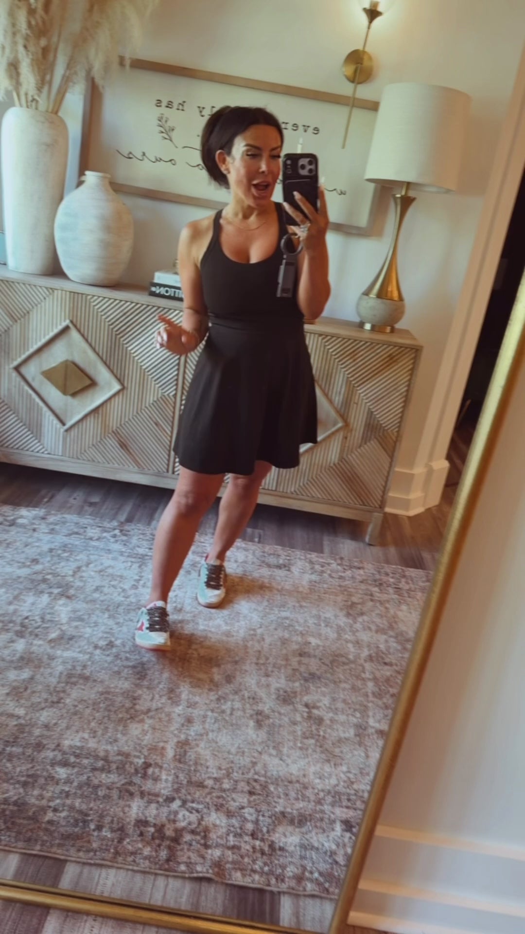 Sassy Black Athletic Dress With Shorts