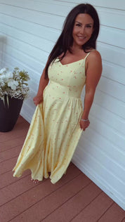 Yellow and Orange Floral Maxi Dress  Stich&Co