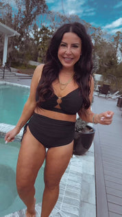 Sassy Black Two Piece Tummy Shaping Bathing Suit