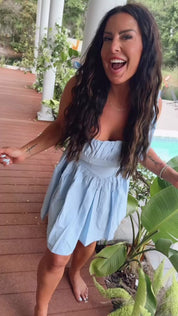 Baby Blue Corset Back Mini Tank Dress
