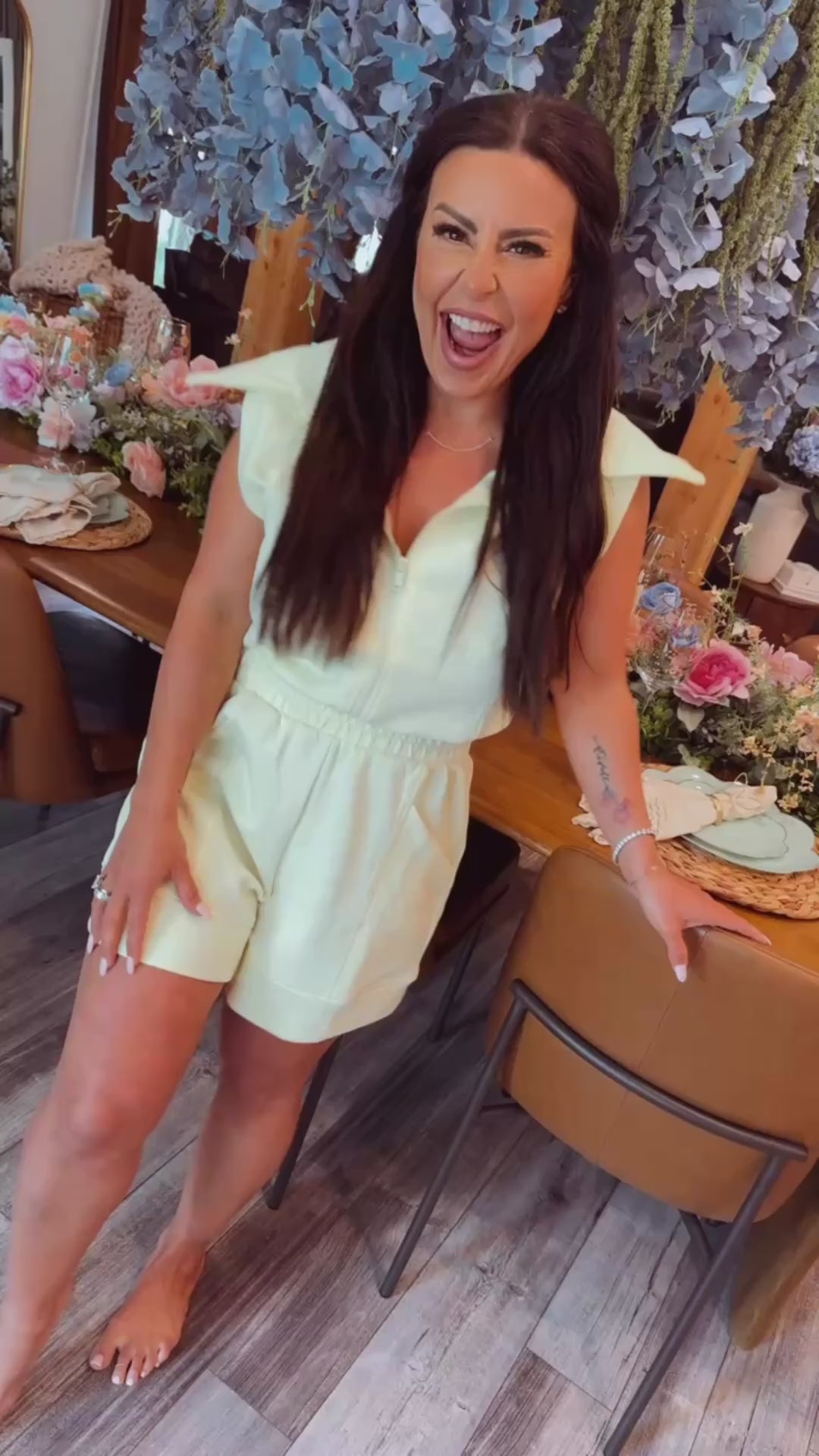 Rae Mode Yellow Zip Up Sleeveless Romper