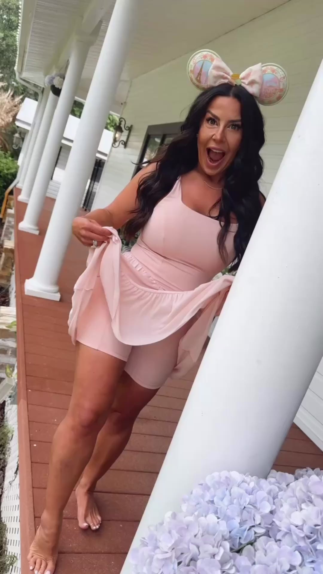 Sassy Pink Twirl Athletic Dress With Shorts and pocket