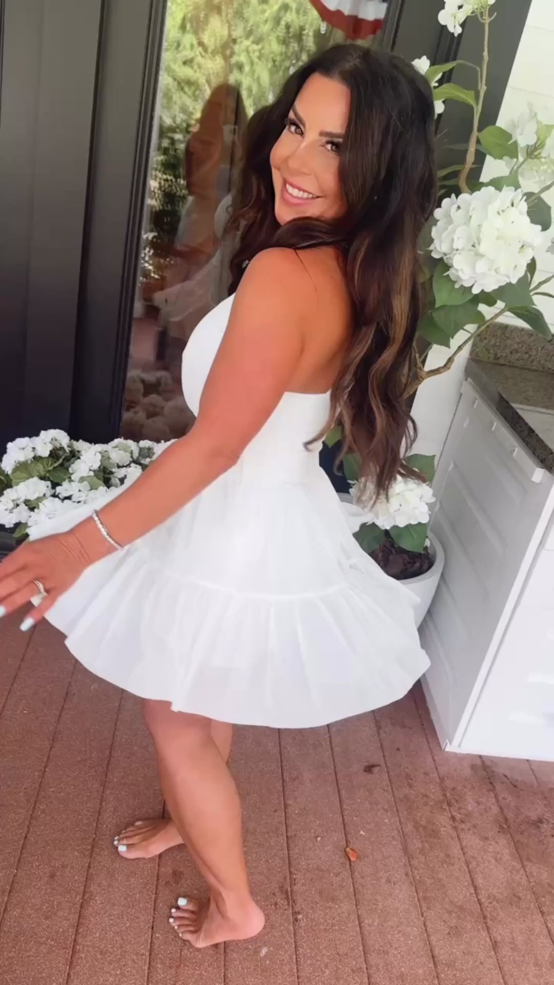 Sassy White  Twirl Athletic Dress With Shorts and pocket