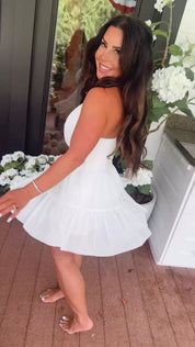 Sassy White  Twirl Athletic Dress With Shorts and pocket