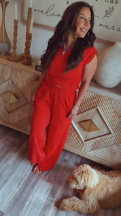True Red Top and Jogger Rae Mode Set