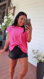 Ultra Soft Pink Short Sleeve Scuba Top