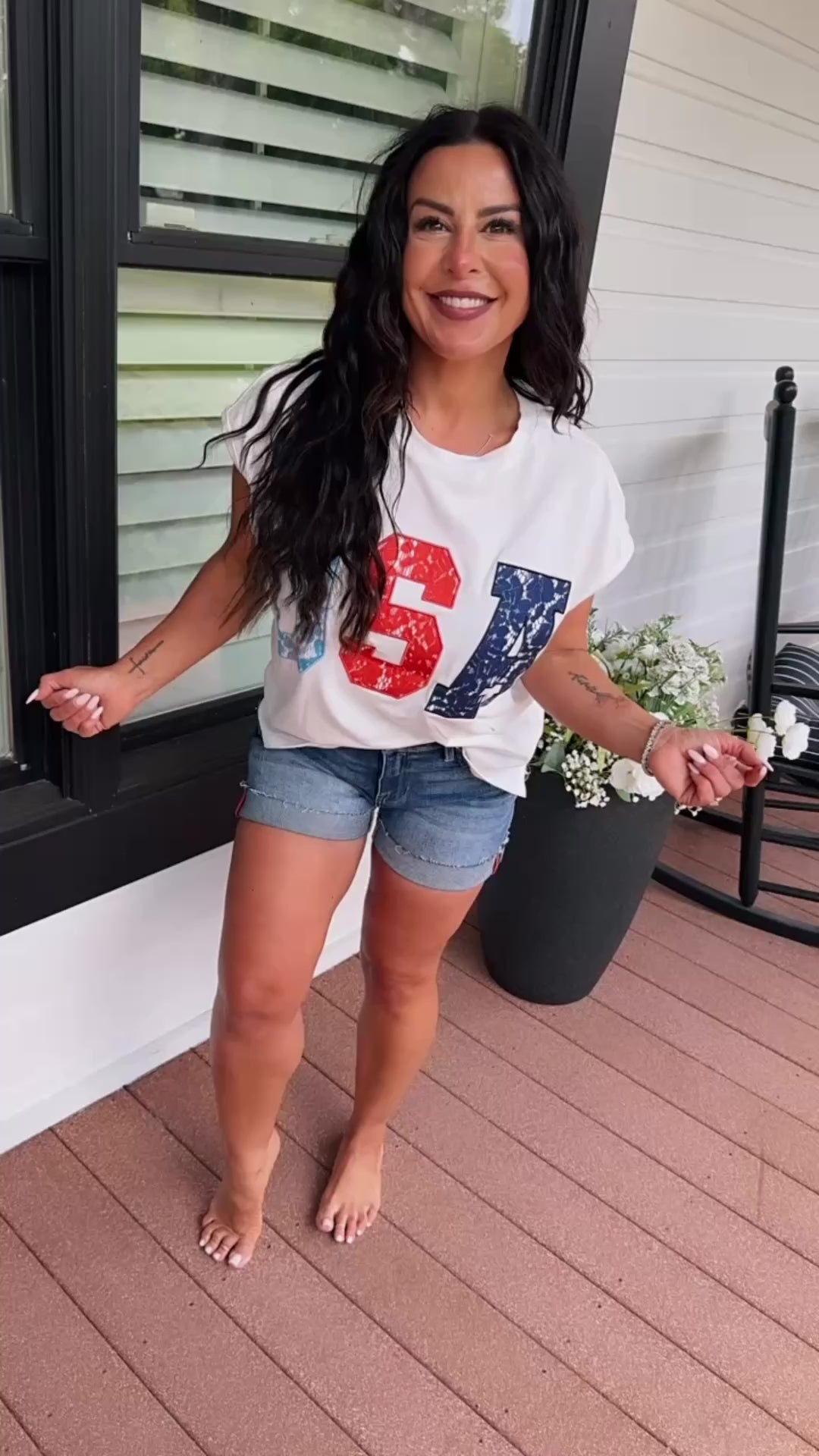 Risen Medium Wash Cuffed Mid Rise Jean Shorts