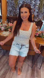 Risen Light Acid Wash Distressed Denim Shorts
