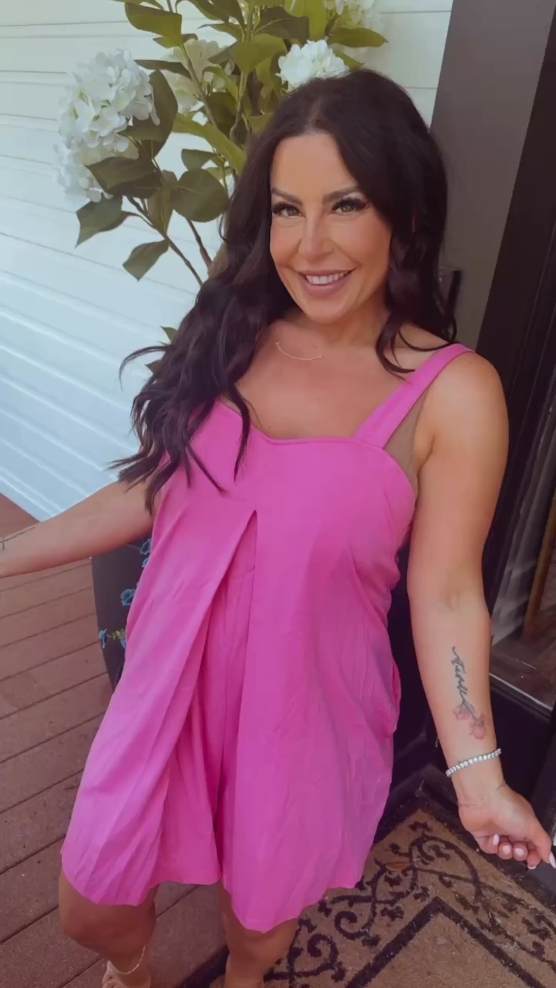 Pink Lightweight Ultra Soft Romper W/Pockets