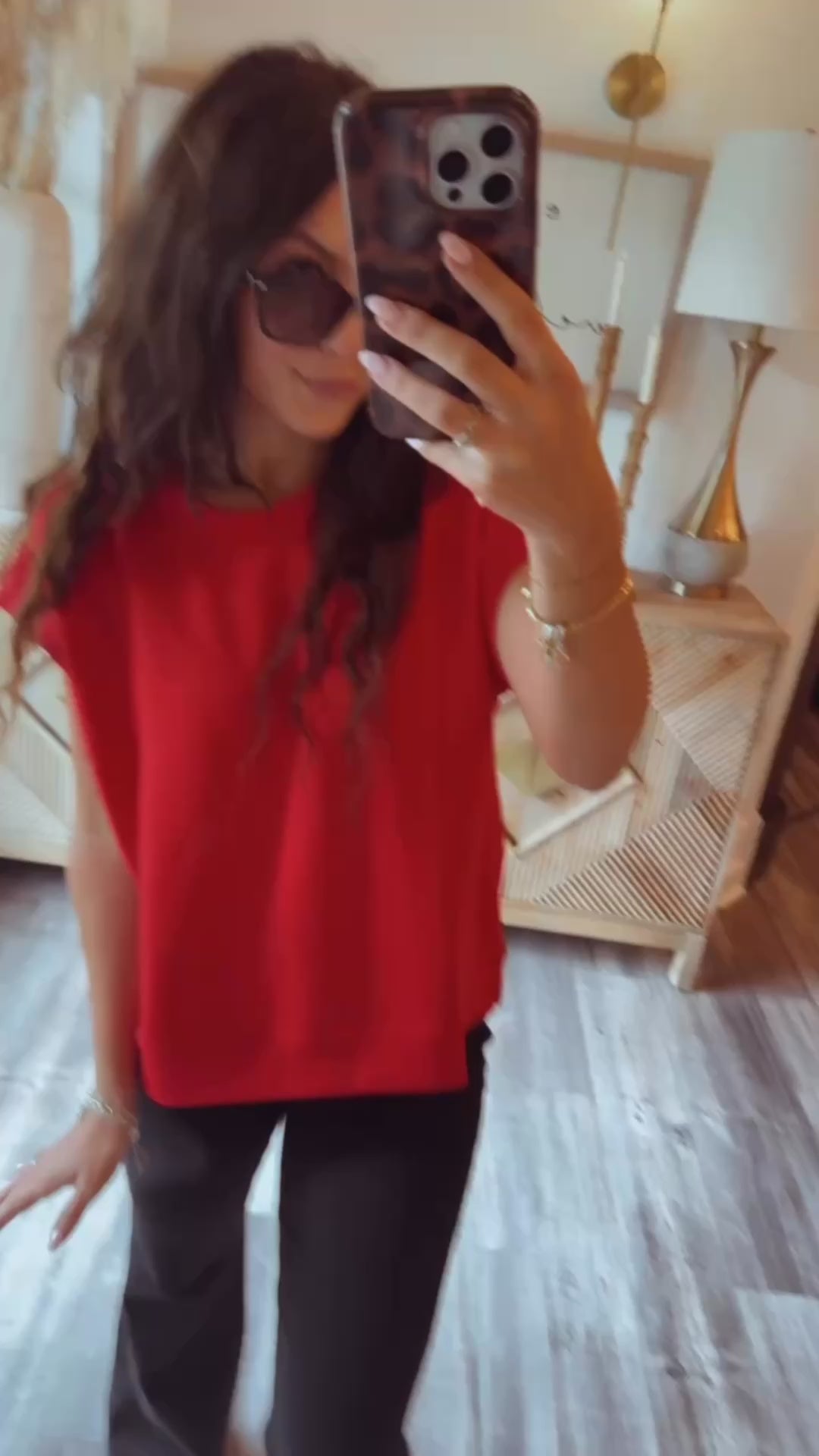 Ultra Soft Red Short Sleeve Scuba Top
