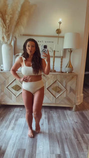 Yellow And White Striped High Waist Bikini
